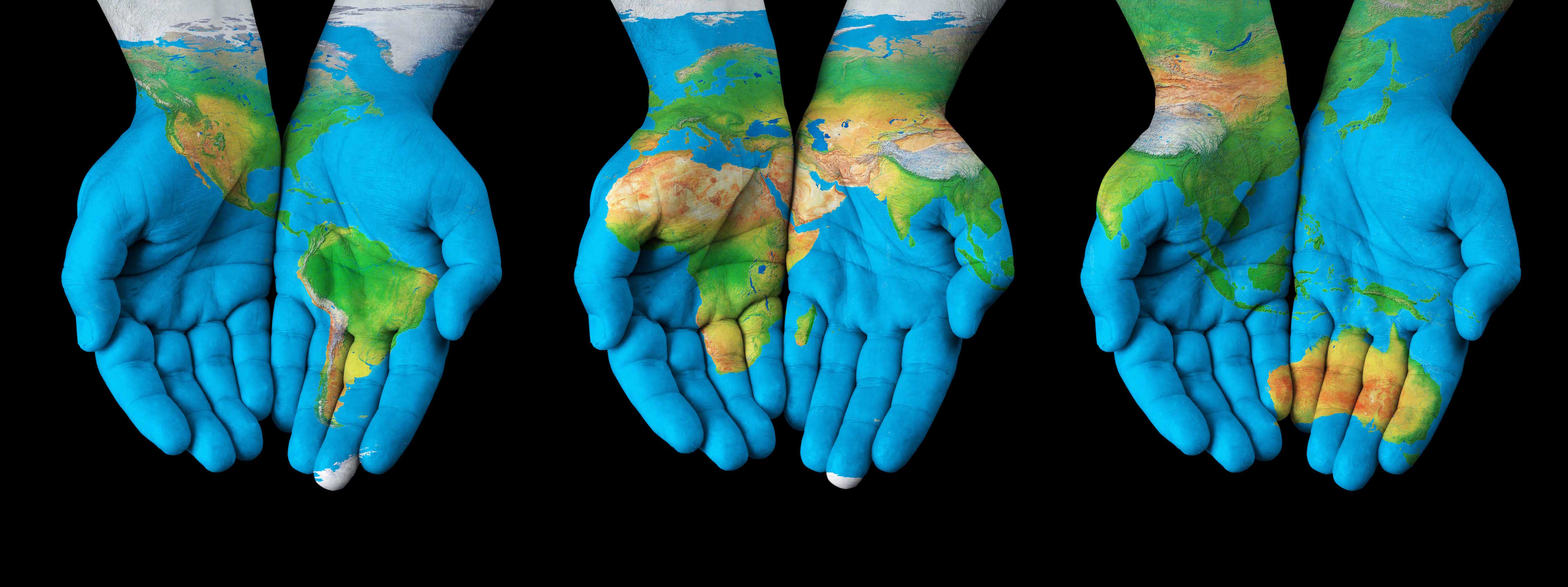 Hands holding a globe for course and safety themes